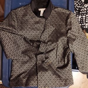 Chicos Womens Long Sleeve Jacquard Suit Jacket Size 1